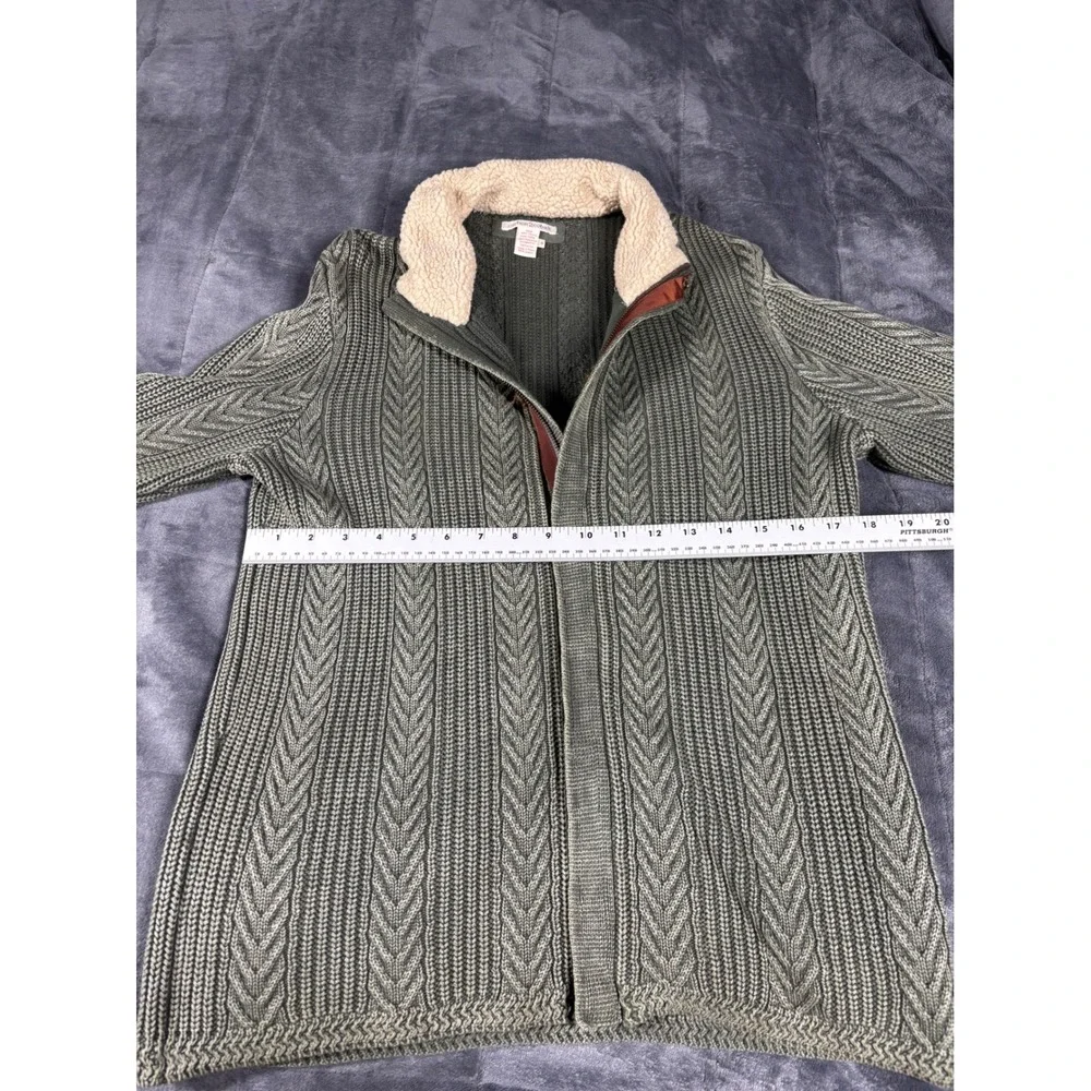 Carbon 2 Cobalt Mens S Full Zip Cardigan Sweater Sherpa Collar Green Gray Chunky